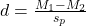 d = \frac{M_1 - M_2}{s_p}