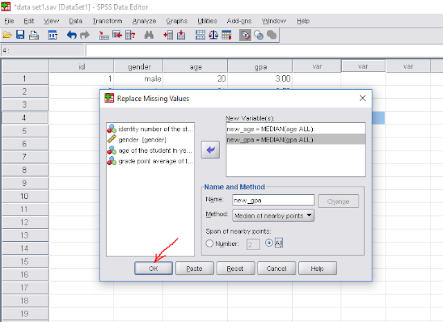 Finding and Replacing missing values using  SPSS